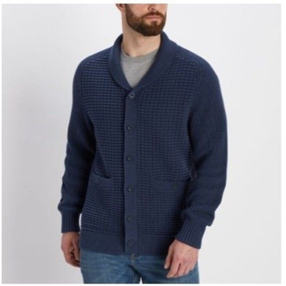 Duluth Trading Company Burly Retirment Cardigan Grandpa Sweater Shawl Collar 2XL